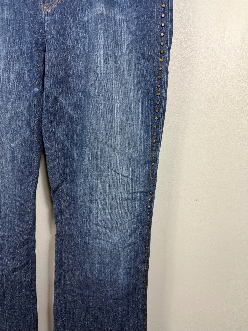 Lauren Ralph Lauren Jeans Womens 12 Dark Wash Studded Side Seam Stretch Straight
